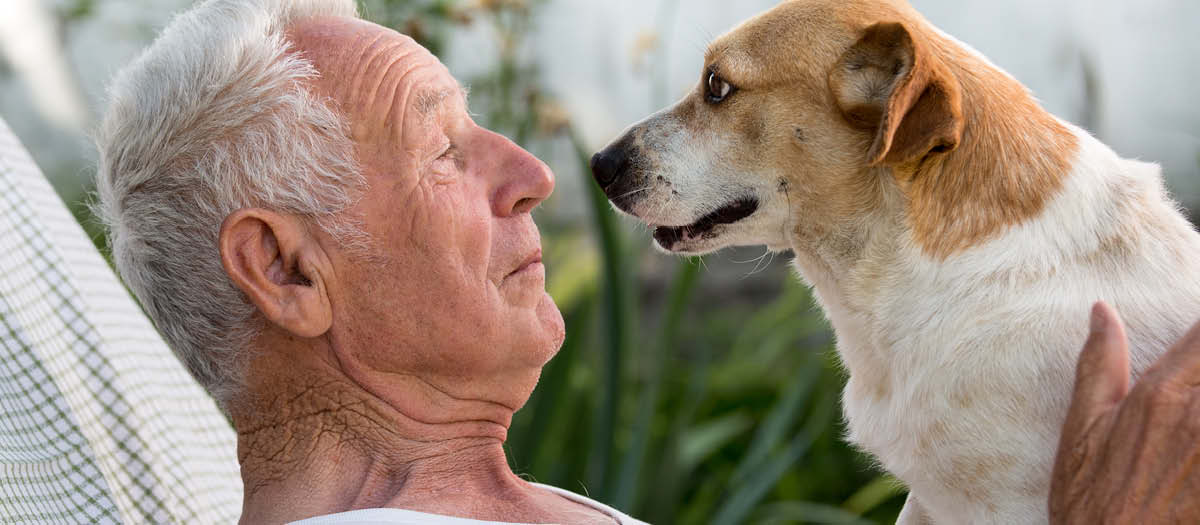 Senior with pet